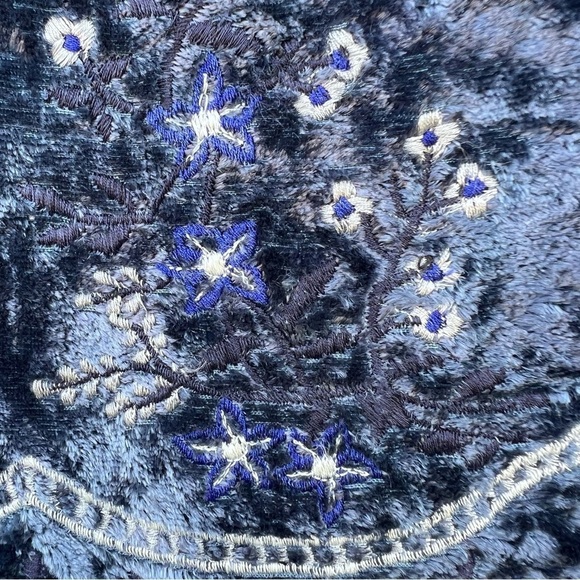 VTG 90s Y2K Papillon Los Angeles Crushed Velvet Embroidered Midi Dress Boho Med - Picture 5 of 12